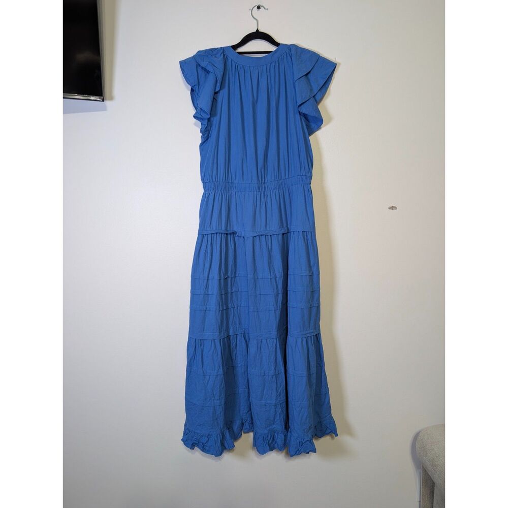 Pinch Blue Tiered Maxi Dress Women Large Cotton Ruffle Sleeve Boho Cottagecore - Picture 5 of 9
